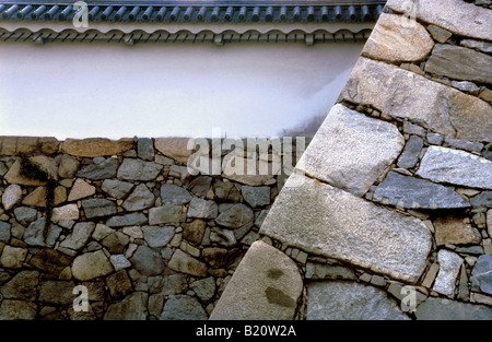 Détail de mur en pierre entourant au Château de Nagoya Banque D'Images