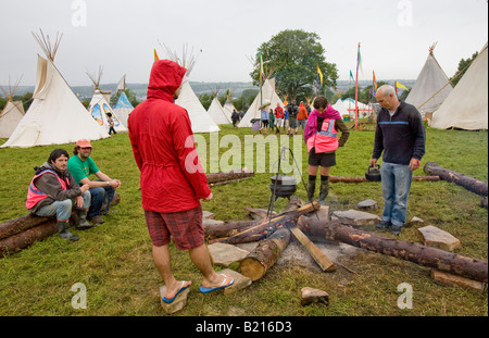 Champ Tipi Glastonbury Festival Pilton Somerset UK Europe Banque D'Images