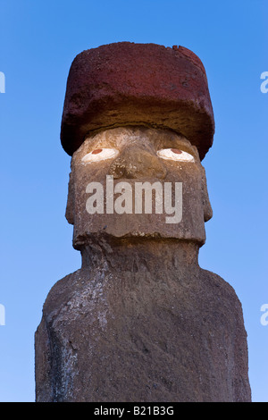 Amérique du Sud Chili Isla de Pascua Rapa Nui Île de Pâques Ahu Tongariki ahu le plus important sur l'île un des Tongariki Banque D'Images