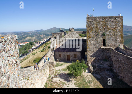 Cour de la Château Marvao District à Portalegre, Portugal. Candidat au Patrimoine Mondial de l'UNESCO. Banque D'Images