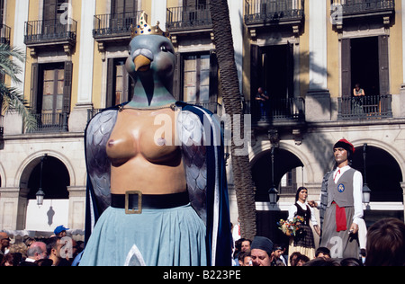 Gegantes 5m au défilé des Géants Plaça Reial Festa de la Merce Barcelone Catalogne Espagne