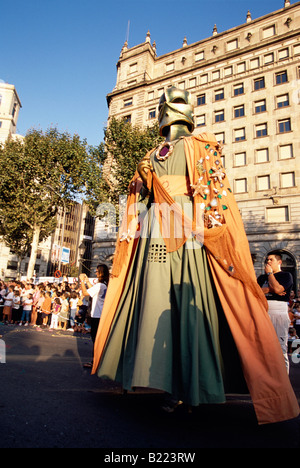 Gegantes 5m au défilé des Géants Plaça Reial Festa de la Merce Barcelone Catalogne Espagne Banque D'Images