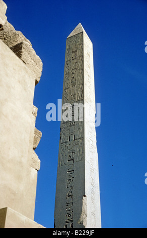 Obélisque érigé par la reine Hatshepsout 1473 BC 1458L'obélisque est faite de granit rouge et est 96 pieds de 2956 mètres de haut d'un Temple Banque D'Images