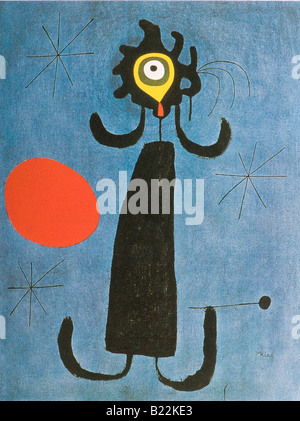 Femme devant le Soleil par Joan Miro 1950 Banque D'Images