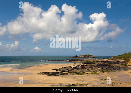 Phare de godrevy gwithian cornwall beach Banque D'Images