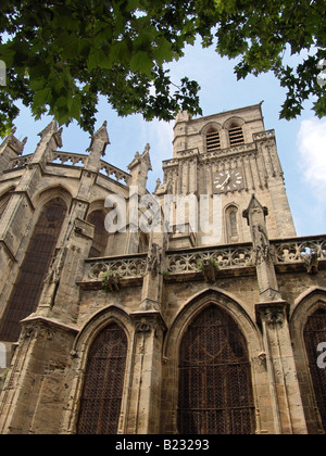 Low angle view of Church, cathédrale Saint-Nazaire, Béziers, Hérault, Languedoc-Roussillon, France Banque D'Images