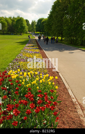 Tulip lit dans un motif de Kolomenskoïe, ancien domaine royal, au sud-est de Moscou, Russie Banque D'Images