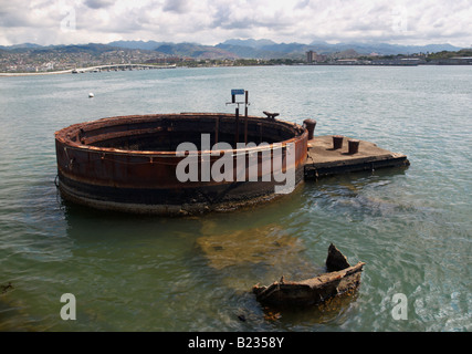 Épave immergée de l'USS Arizona à Pearl Harbor, Hawaii Banque D'Images