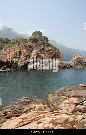 Porto sur la révision à mi côte nord-ouest de la Corse Banque D'Images