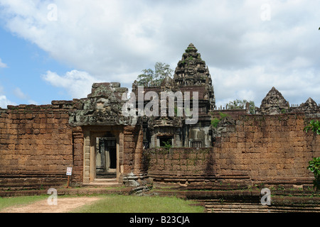 Façade d'anciennes ruines du temple, temple Bayon, Angkor Wat, au Cambodge Banque D'Images