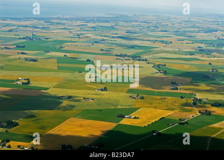 Vue aérienne de champs agricoles, le sud de la Suède Banque D'Images