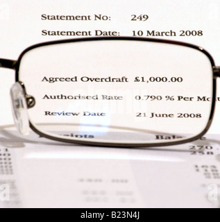 Lunettes de vue de relevé bancaire Banque D'Images