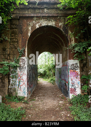 Art urbain sur le passage inférieur ferroviaire, près de Dunton Green, Kent Banque D'Images