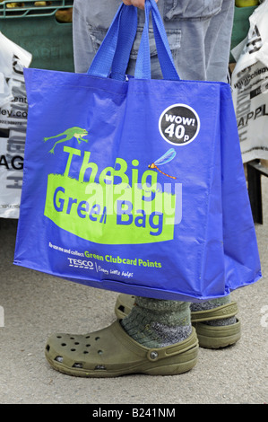 Le grand sac vert sac réutilisable Islington Farmers Market London England UK Banque D'Images