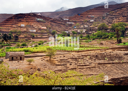 Le paysage près de Ribeira Grande Santo Antao Cape Verde Banque D'Images