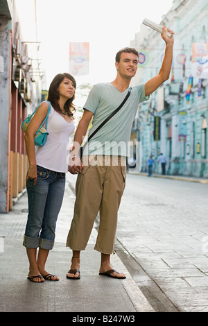 Couple originaire d'un cab Banque D'Images