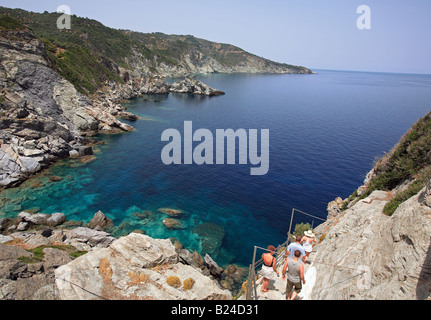 Grèce Sporades du nord île de Skopelos vue depuis le monastère de Agios Ioannis sur la côte nord de l'emplacement pour film mamma mia Banque D'Images