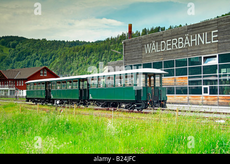 Walderbahnle le musée ferroviaire, allant de Bezau à Bersbuch Bregenzerwald Vorarlberg, district, région, en Autriche. Banque D'Images