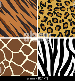 Mosaïque sans jointures animal les motifs d'impression de Tiger, Leopard, girafes et zèbres. Créé spécialement pour regarder leur meilleur lorsque sol carrelé. Banque D'Images