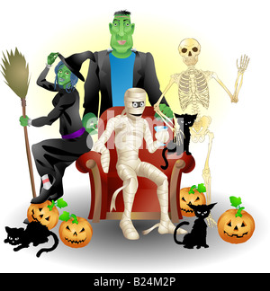 Halloween Party ; illustration de certains monster friends Halloween Banque D'Images