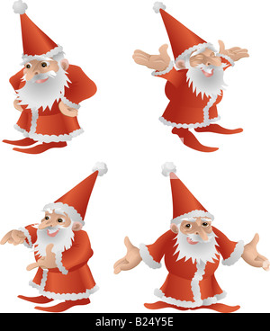 Illustration du Père Noël. Une illustration d'un très cool cute Père Noël dans quatre différentes poses Banque D'Images