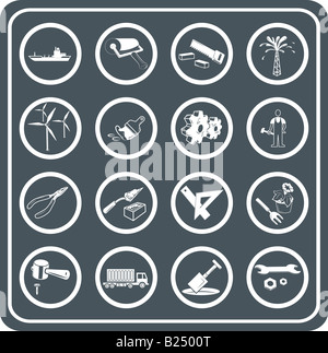 Et de l'industrie outils icon set Banque D'Images