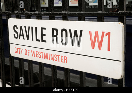 Panneau de rue Savile Row, Londres, Royaume-Uni Banque D'Images