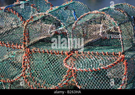 Des casiers à homard sur le port d''Ullapool quay Banque D'Images