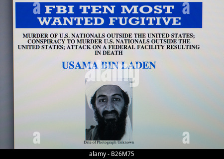 FBI Ten Most Wanted site doté d' Oussama Ben Laden Banque D'Images