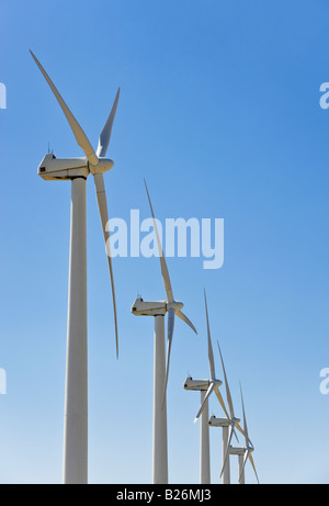 Low angle view of wind turbines Banque D'Images