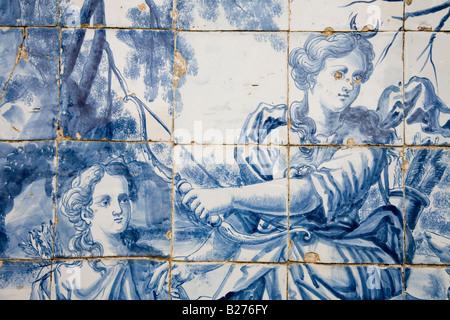 Azulejos baroques ornant le cloître de Se Catedral, Porto, Portugal Banque D'Images