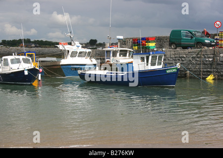 Les bateaux de pêche amarrés dans le port de Rush, comté de Dublin, Irlande Banque D'Images