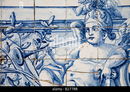 Azulejos baroques ornant le cloître de Se Catedral, Porto, Portugal Banque D'Images