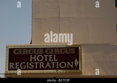 Casino Circus Circus Hotel registration sign Banque D'Images