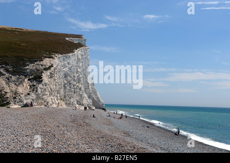 La plage de Cuckmere Haven dans sept Sœurs Country Park Juillet 2008 Banque D'Images