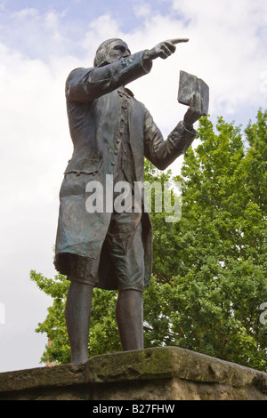 Statue de bronze de John Wesley à Epworth, Amérique du Linconshire, UK Banque D'Images
