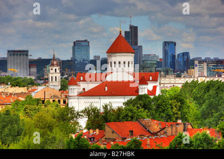 LTU Lituanie Vilnius capitale de la vieille ville de cityview Skyline et gratte-ciel autour de Europos Center Banque D'Images