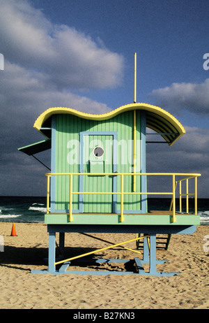 Art déco Floride, Miami Beach, poste de sauveteur de South Beach ou extérieur de la tour de garde (tour de sauveteur). Architecture Art déco. Quartier historique. ÉTATS-UNIS Banque D'Images