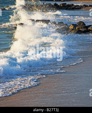 Vagues se brisant sur le rivage Banque D'Images