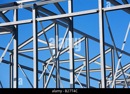 Chevrons at construction site under blue sky Banque D'Images