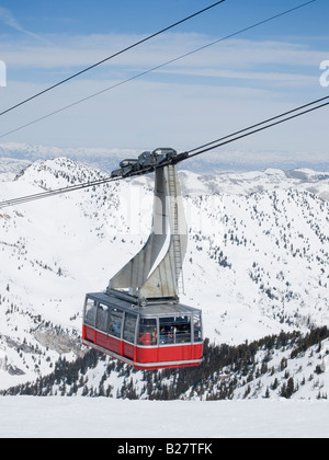 Le tramway, la montagne de ski Snowbird, montagnes Wasatch, Utah, United States Banque D'Images