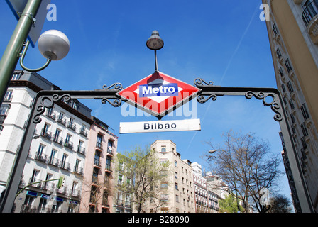 Métro Bilbao signe. Madrid. L'Espagne. Banque D'Images