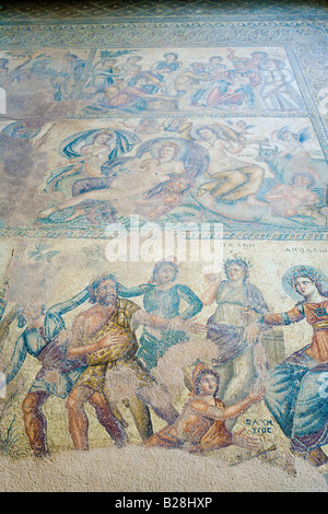 Mosaïque dans la chambre d'Aion, mosaïques de Pafos, Nea Paphos, Chypre Banque D'Images