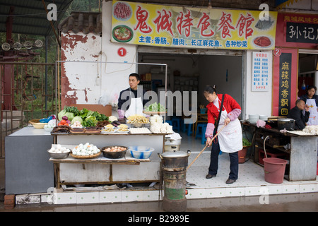 Snack-restauration à Fengdu Chine Banque D'Images