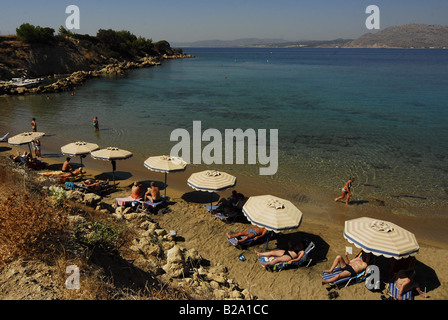 Le Pefkos main beach Rhodes Grèce Banque D'Images