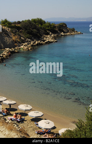 Le Pefkos main beach Rhodes Grèce Banque D'Images