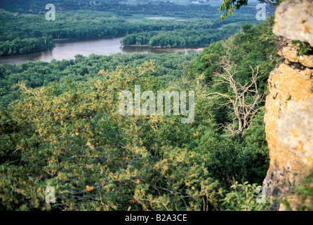 Rivière Wisconsin vu de bluffs près de sa jonction avec le fleuve Mississippi explorée pour la première fois par Marquette et Joliet en 1673. Photographie Banque D'Images