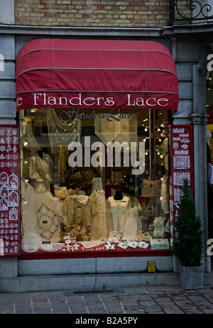 Dentelle de Flandre boutique, Bruges Brugge Belgique Europe Banque D'Images
