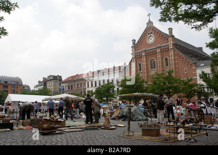 Marché aux puces dans le centre de Bruxelles, Belgique Banque D'Images