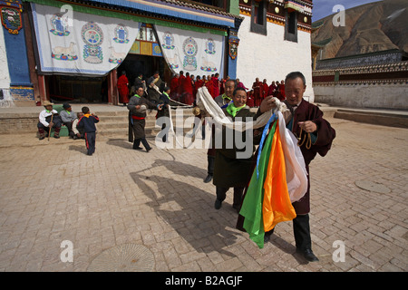 Festival bouddhiste tibétain, Tongren, Sichuan Province, China Banque D'Images